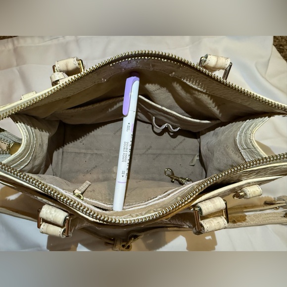 Brahmin Cream Satchel with Woven Leather Design - Picture 11 of 11